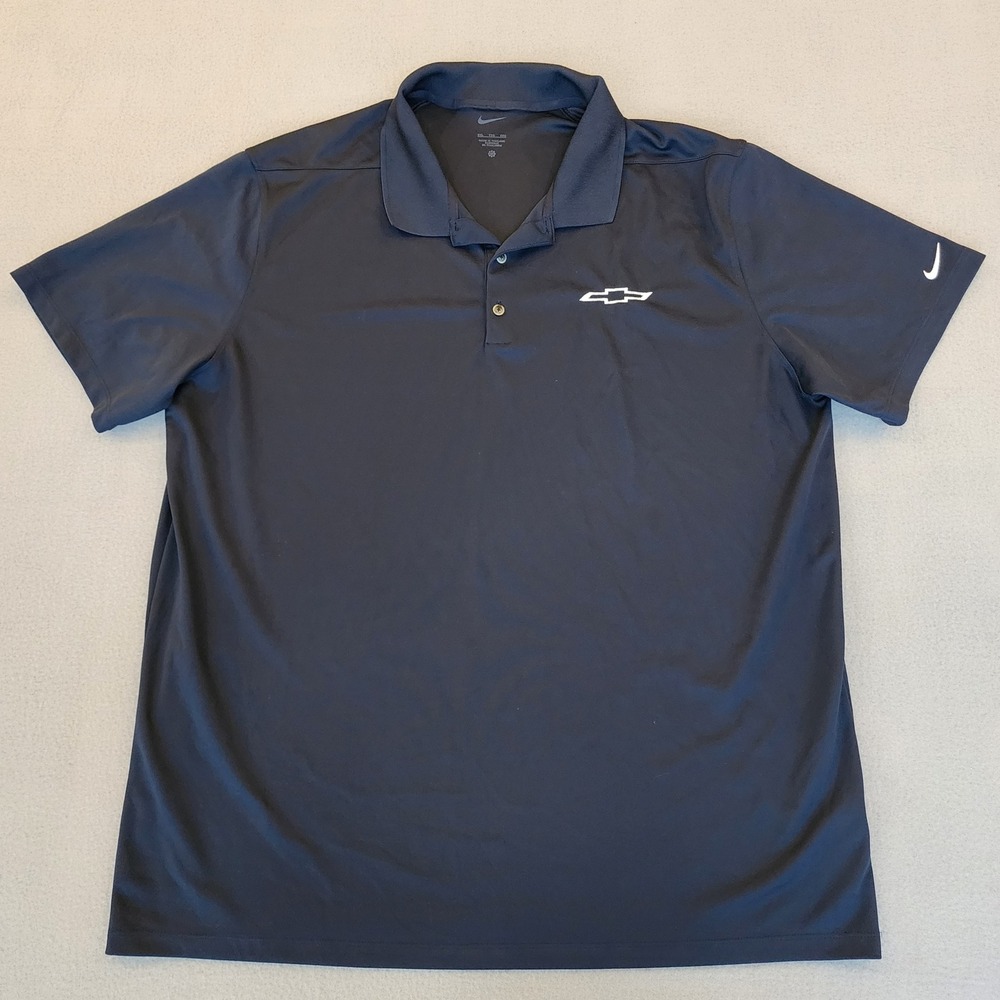 Nike Mens Chevrolet Polo Shirt Navy Blue Short Sleeve Performance Golf XXL